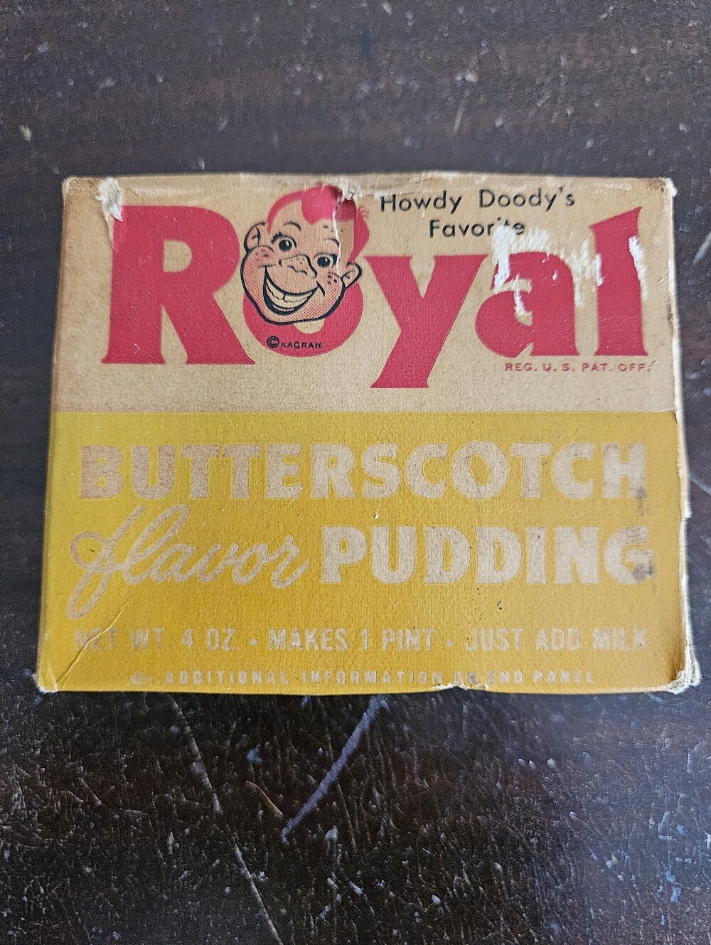 Vintage 1950's Howdy Doody Royal Butterscotch Pudding Mix. Brand New! Rare!
